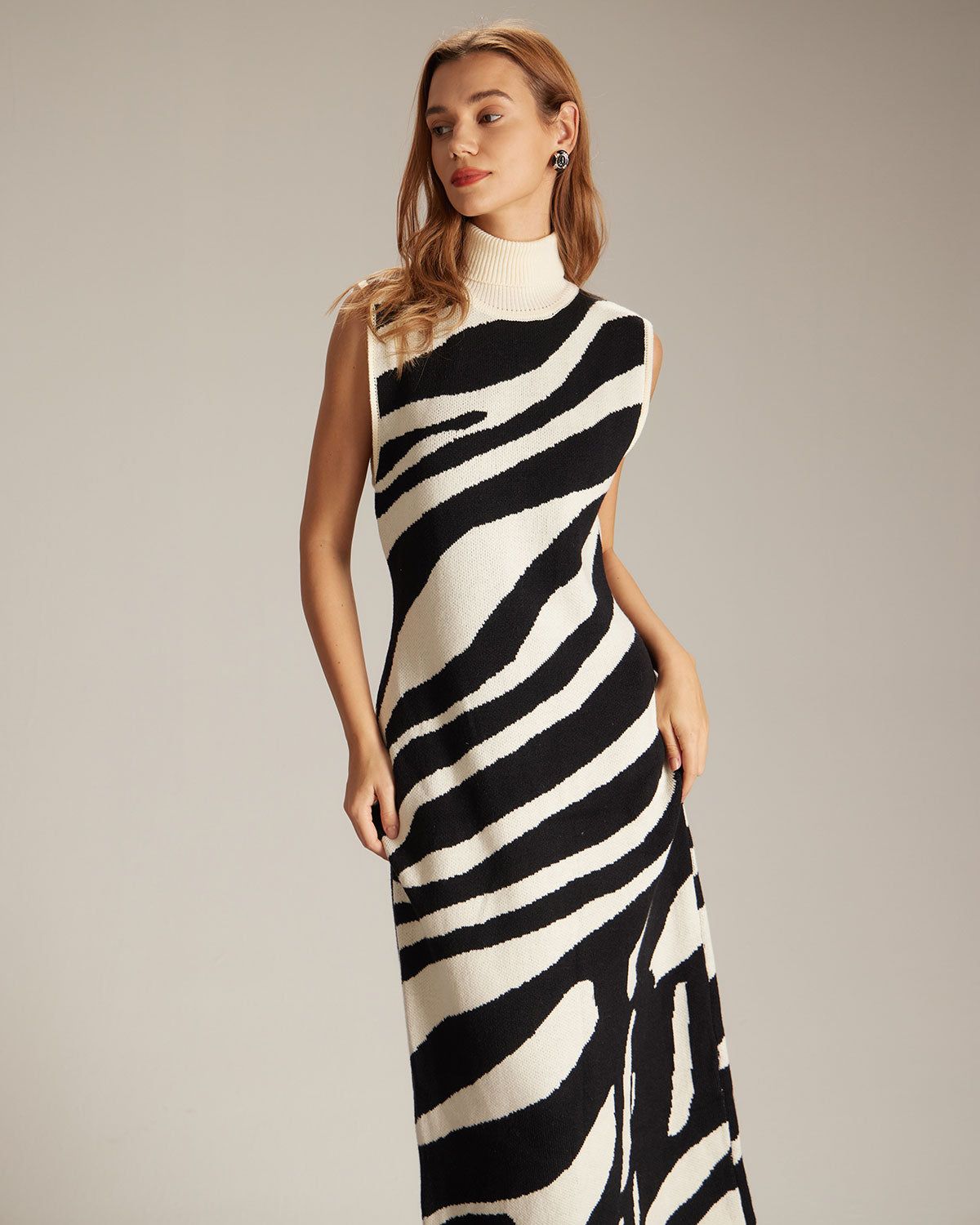 The Black Mock Neck Tank Sweater Midi Dress sold by rihoas product image thumbnail 3