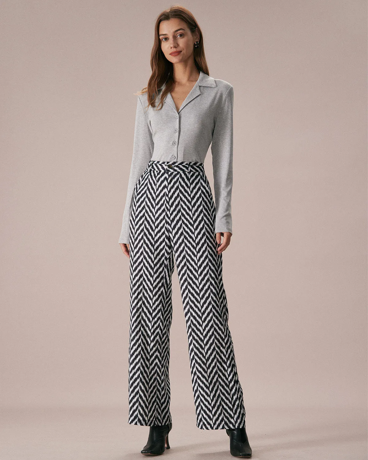 The Grey Lapel Button Down Ribbed Knit Top sold by rihoas product image thumbnail 2