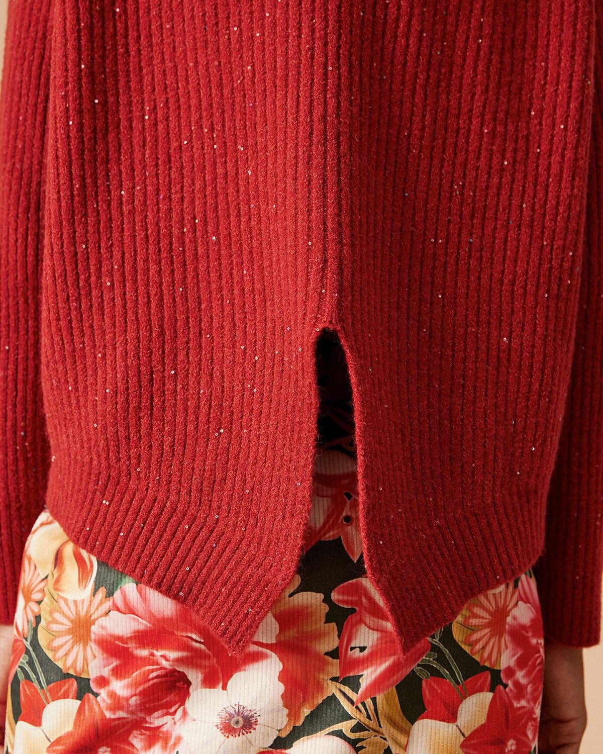 The Solid Slit Sequin Turtleneck Sweater sold by rihoas product image thumbnail 4