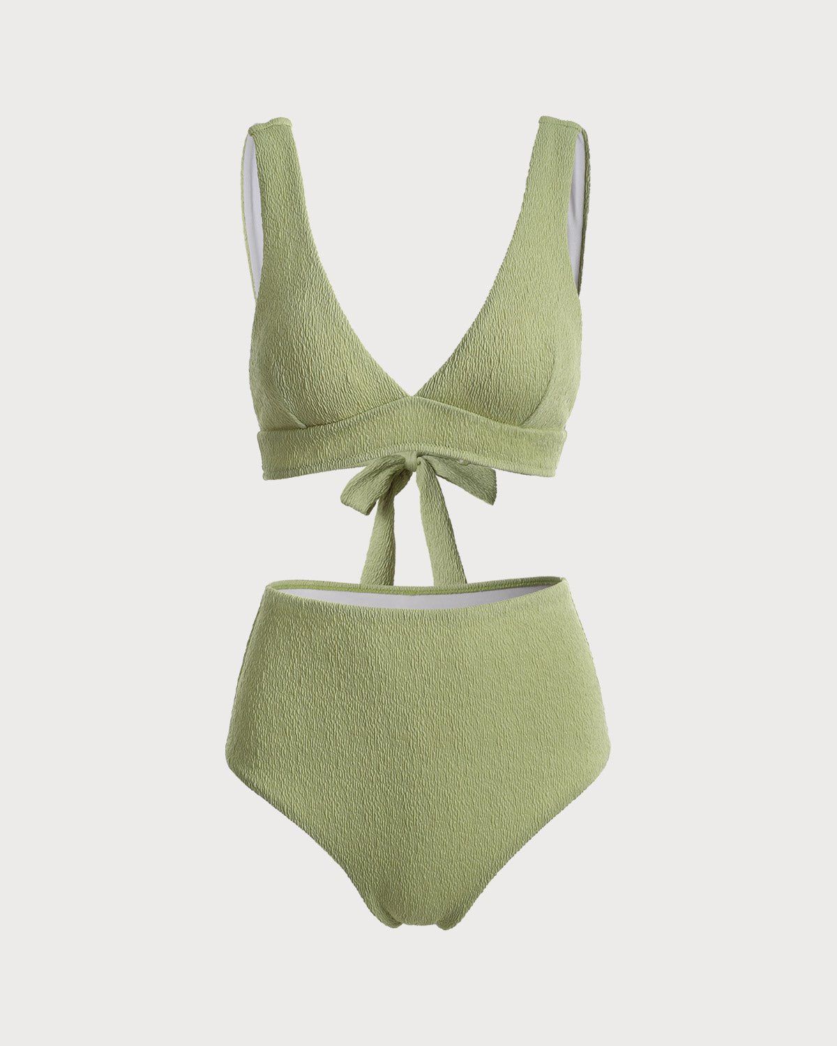 The Green V Neck Backless Bikini Set sold by rihoas product image thumbnail 5