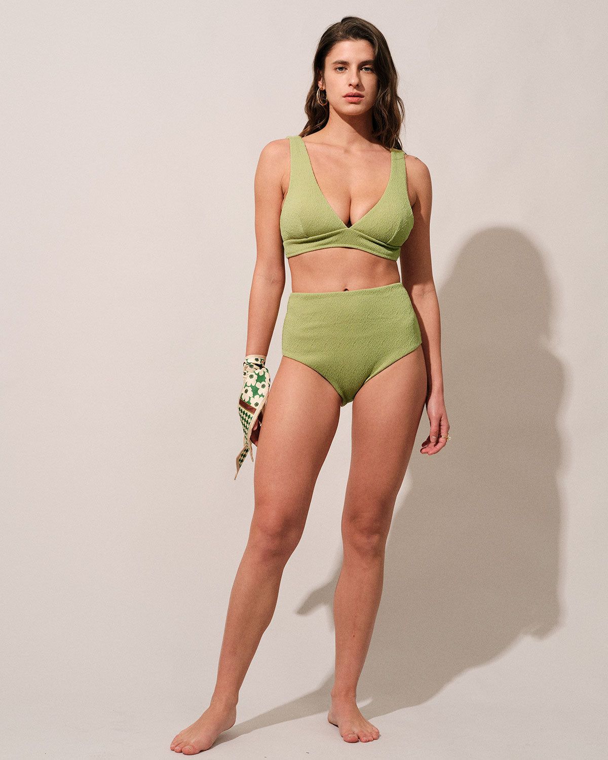 The Green V Neck Backless Bikini Set sold by rihoas product image thumbnail 4
