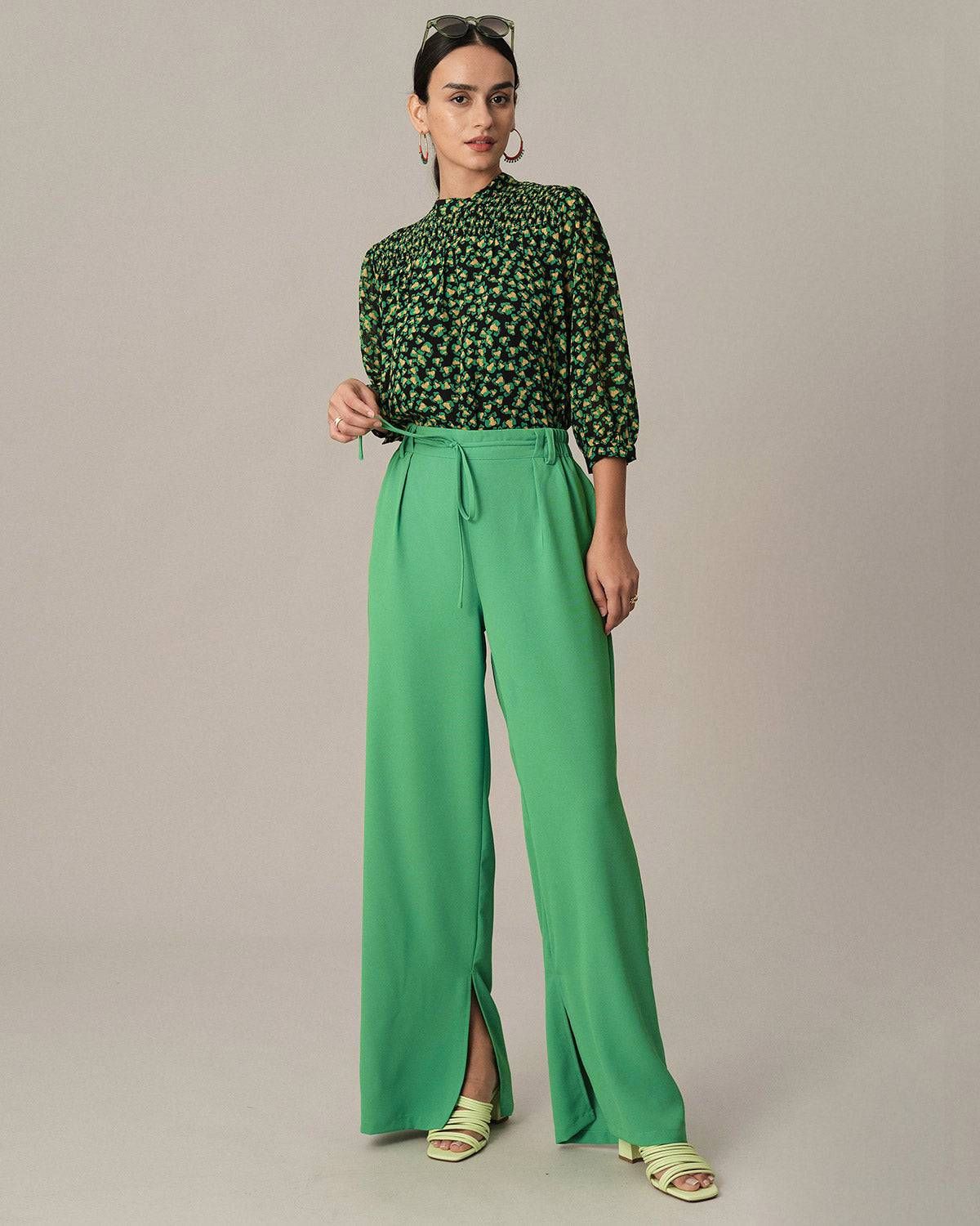 The Elastic Waist Straight Pleated Pants sold by rihoas product image thumbnail 5