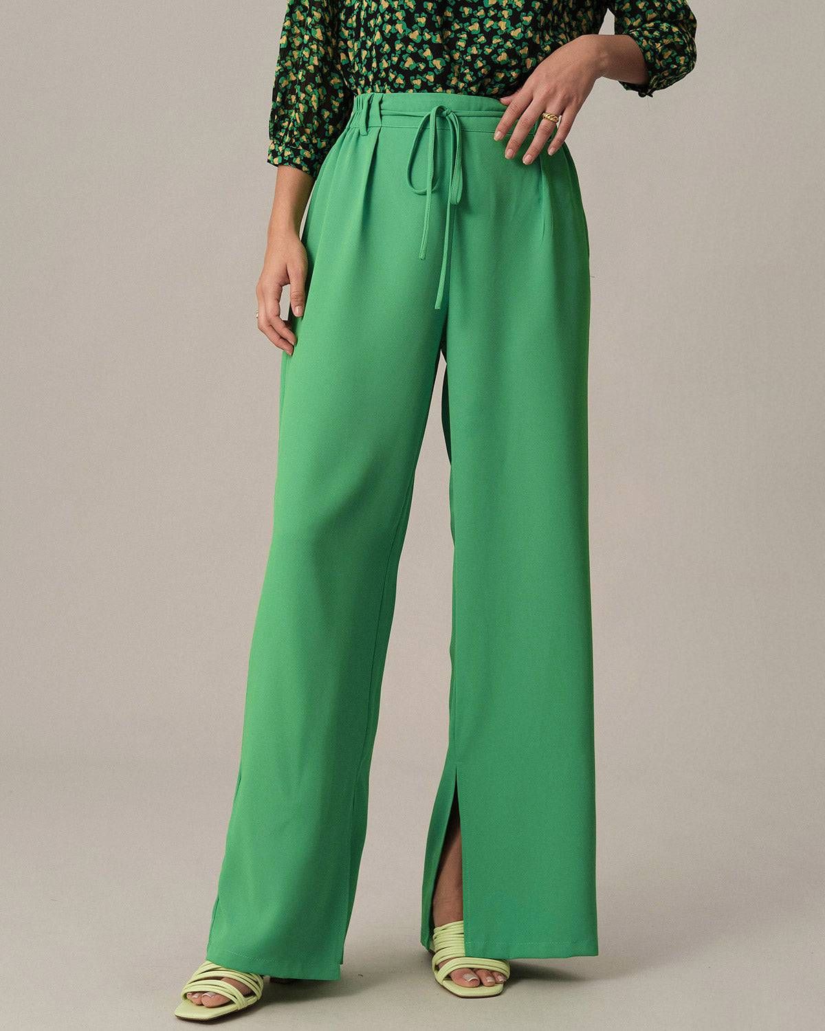 The Elastic Waist Straight Pleated Pants sold by rihoas