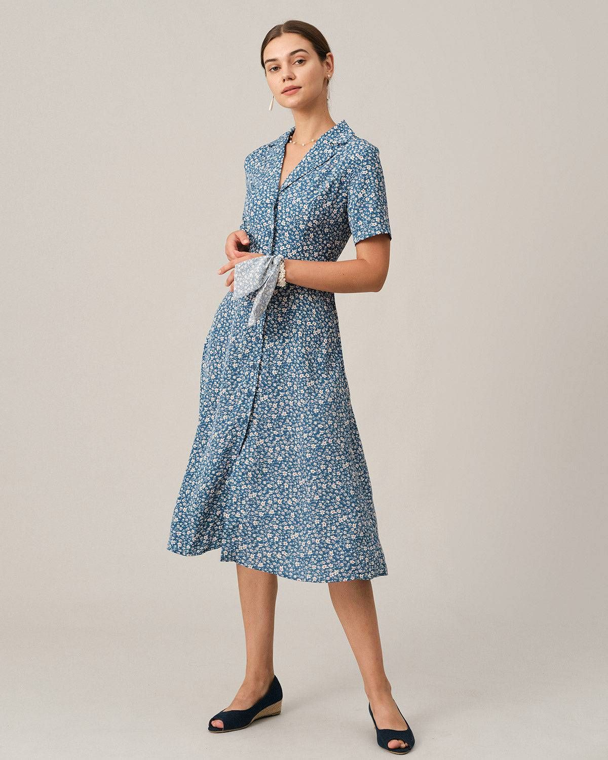 The Button-up V Neck Midi Dress sold by rihoas