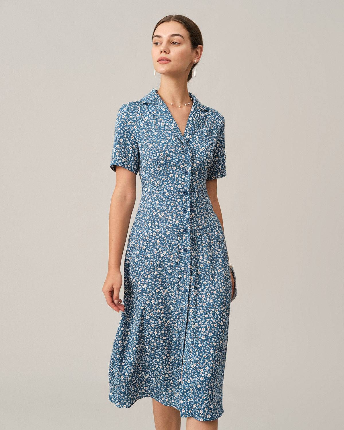 The Button-up V Neck Midi Dress sold by rihoas product image thumbnail 5