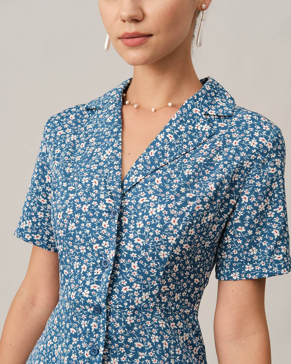 The Button-up V Neck Midi Dress sold by rihoas product image thumbnail 2