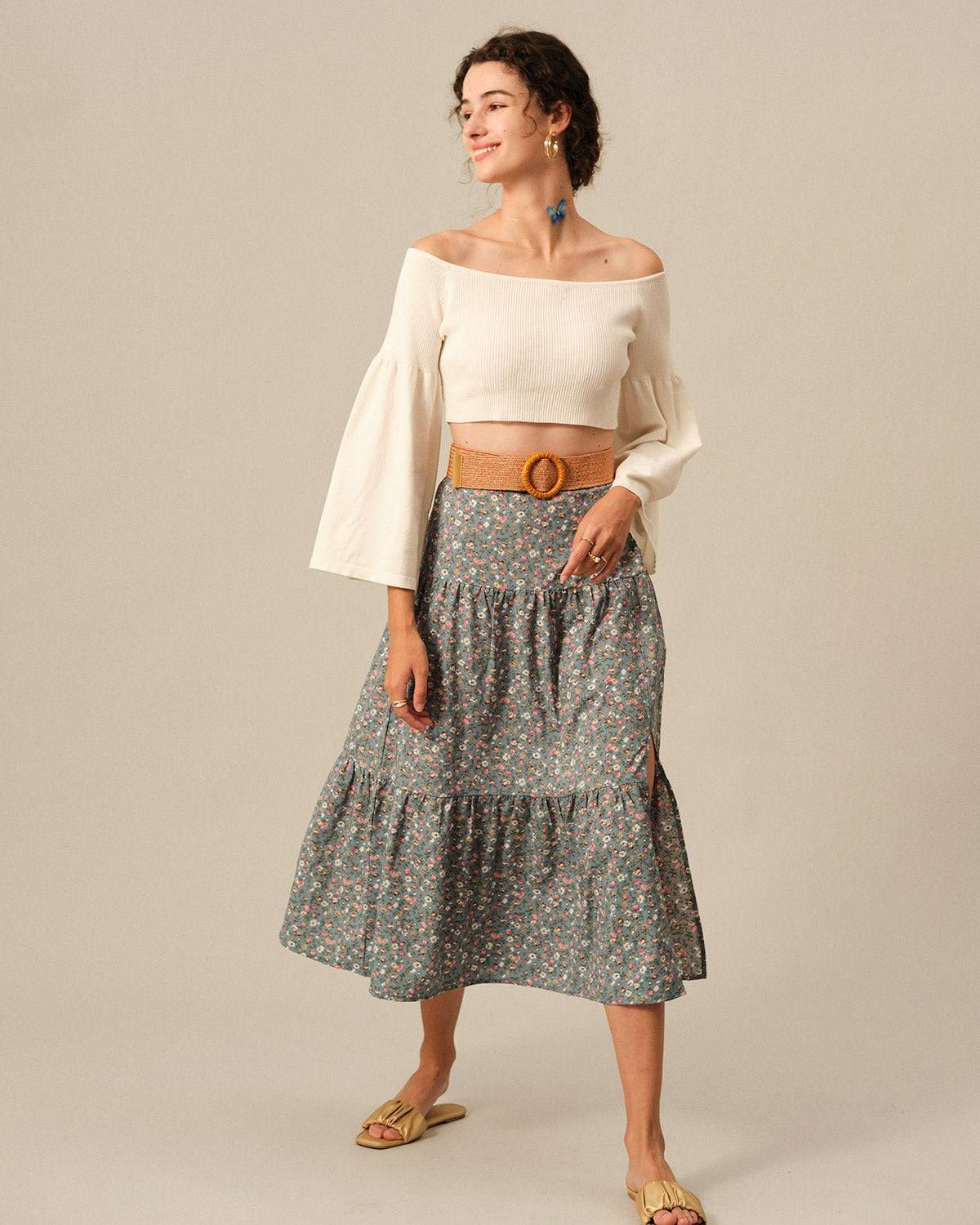 The Floral Ruffle A-line Skirt sold by rihoas product image thumbnail 4