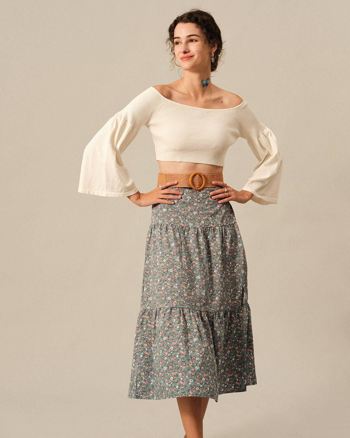 The Floral Ruffle A-line Skirt sold by rihoas product image thumbnail 3