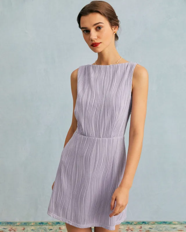 The Purple Water Ripple Textured Sleeveless Mini Dress sold by rihoas