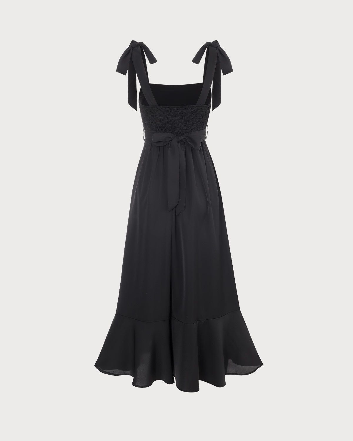 The Black Ruffle Hem Tie Strap Maxi Dress sold by rihoas product image thumbnail 3