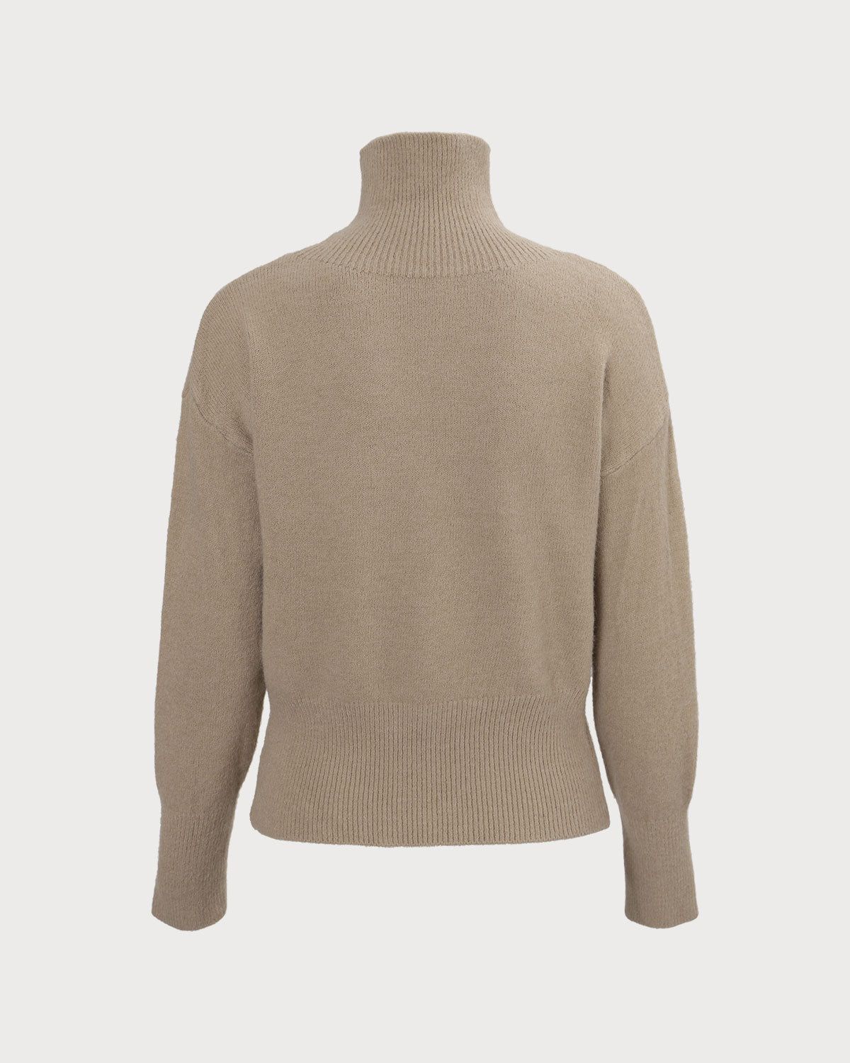 The Khaki Turtleneck Drop Shoulder Sweater sold by rihoas product image thumbnail 3