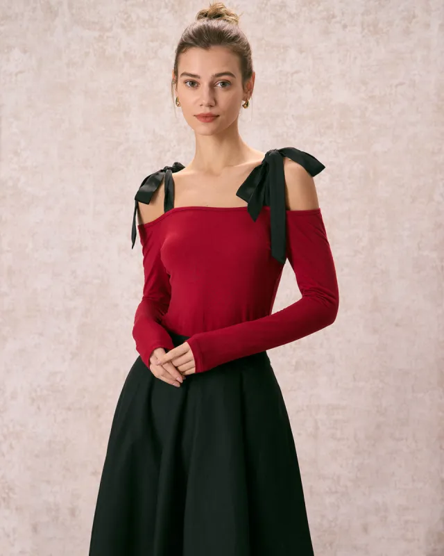 The Tie Strap Off-the-shoulder Tee sold by rihoas