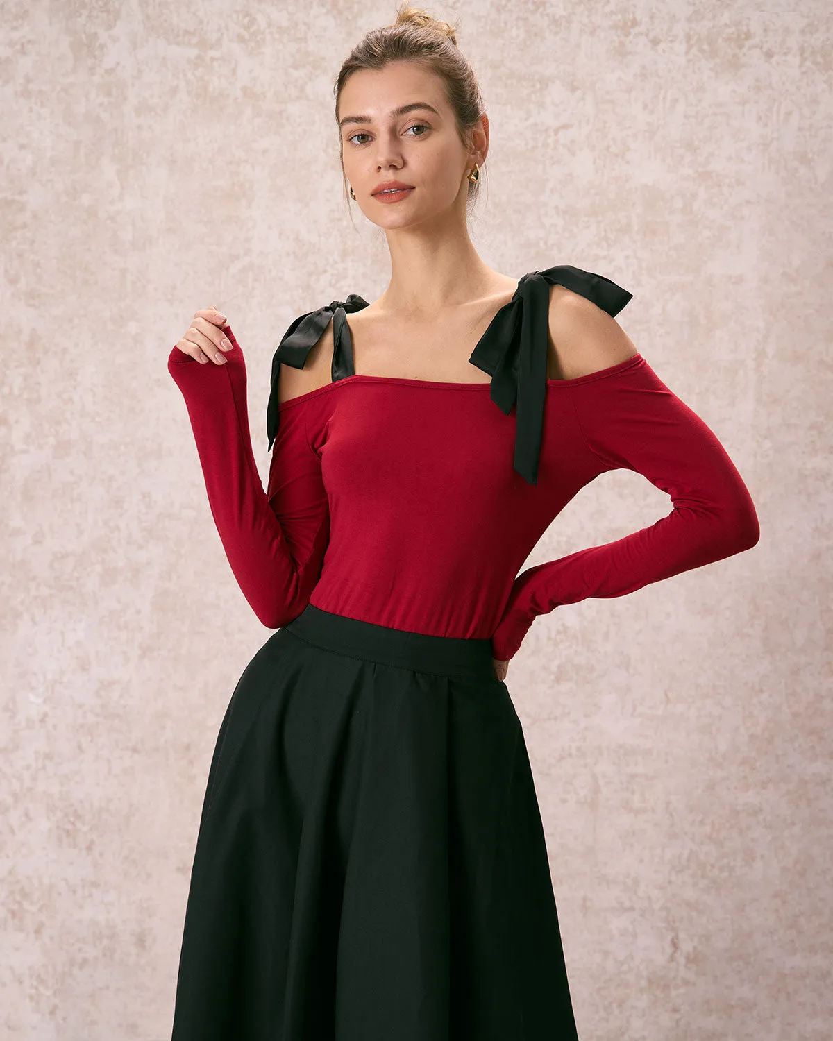 The Tie Strap Off-the-shoulder Tee sold by rihoas product image thumbnail 3