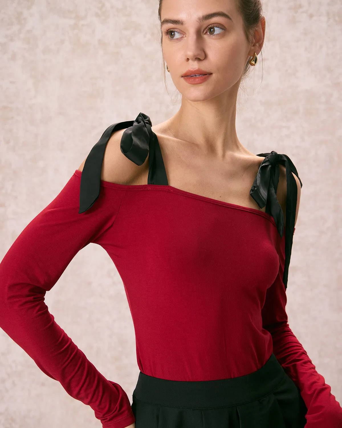 The Tie Strap Off-the-shoulder Tee sold by rihoas product image thumbnail 2