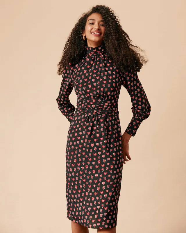The Mock Neck Floral Long Sleeve Midi Dress sold by rihoas