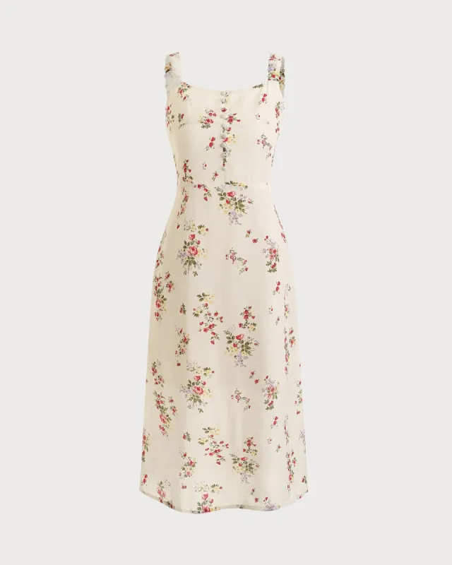 The Elasticized Shoulder Straps Floral Dress made by rihoas