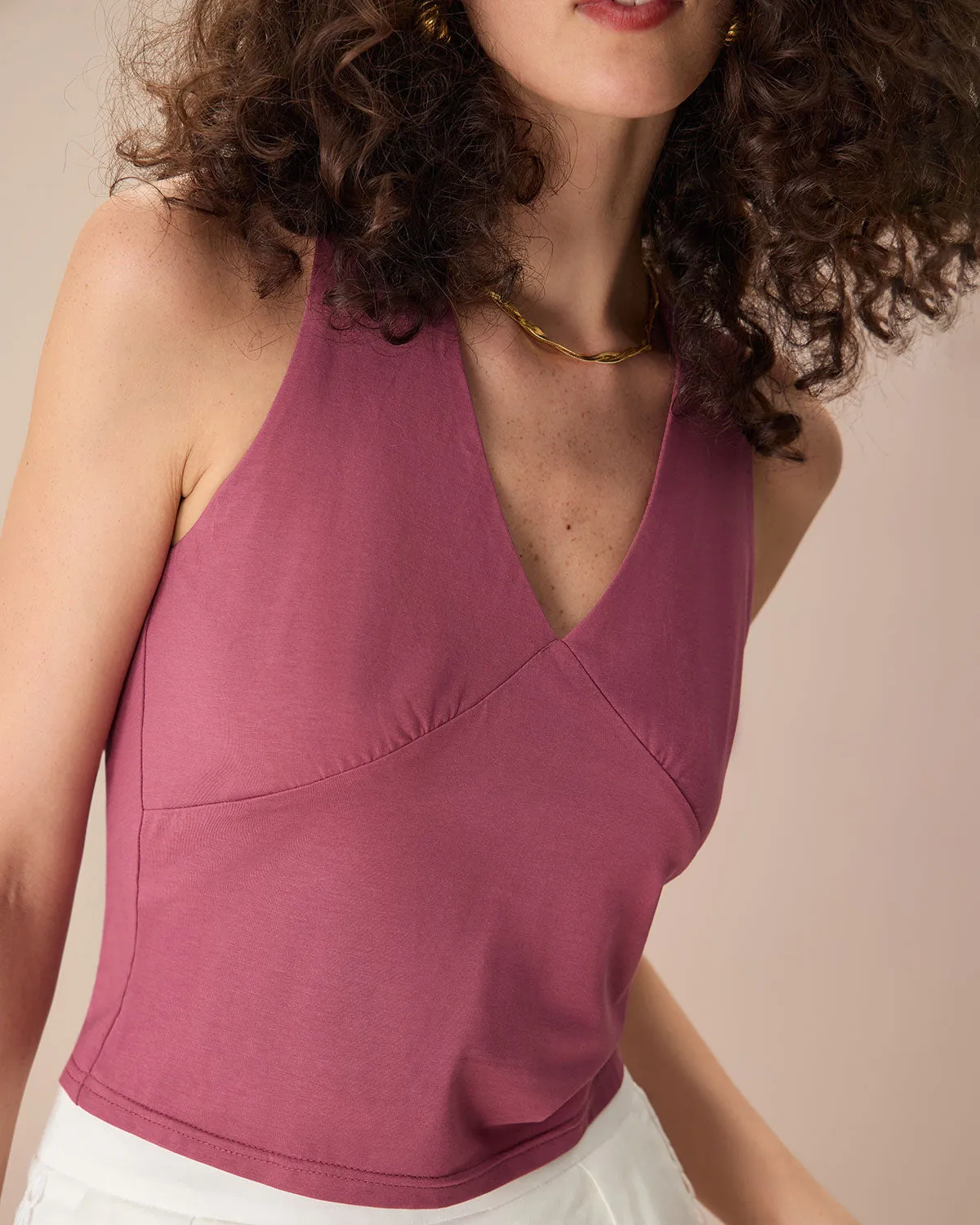 Women's Dark Red Slim Cotton Tank sold by rihoas