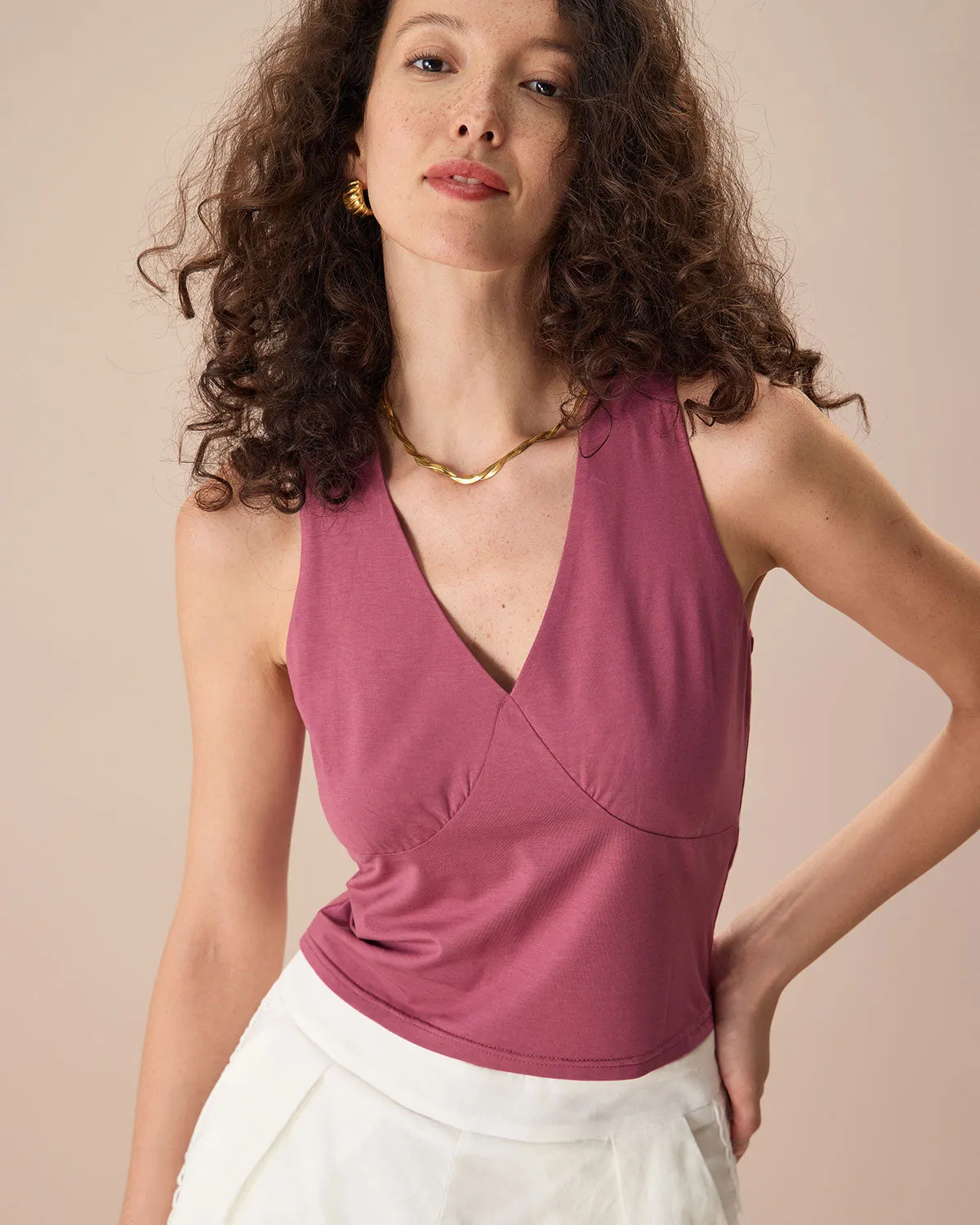 Women's Dark Red Slim Cotton Tank sold by rihoas product image thumbnail 2