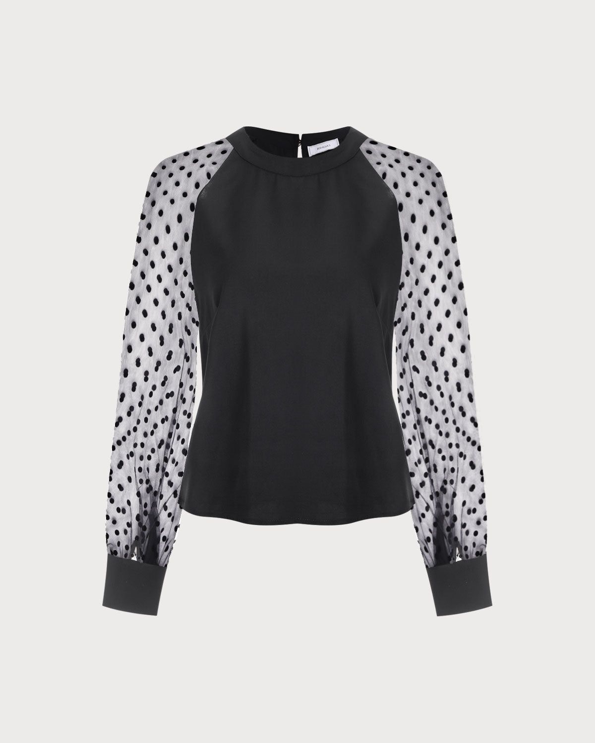 The Black Polka Dot Sheer Sleeve Blouse sold by rihoas product image thumbnail 7