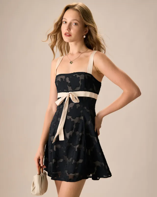 Women's Black Jacquard Mini Dress sold by rihoas