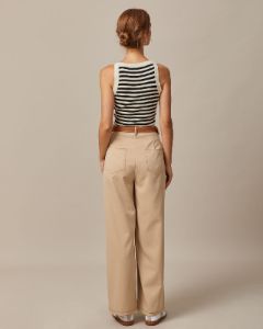 The Khaki High Waisted Pleated Straight Pants sold by rihoas