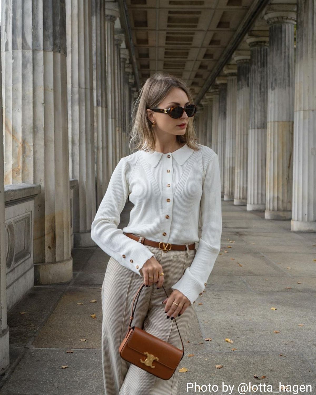 The White Lapel Pointelle Button Knit Top sold by rihoas product image thumbnail 2