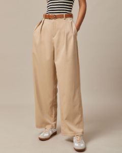 The Khaki High Waisted Pleated Straight Pants sold by rihoas