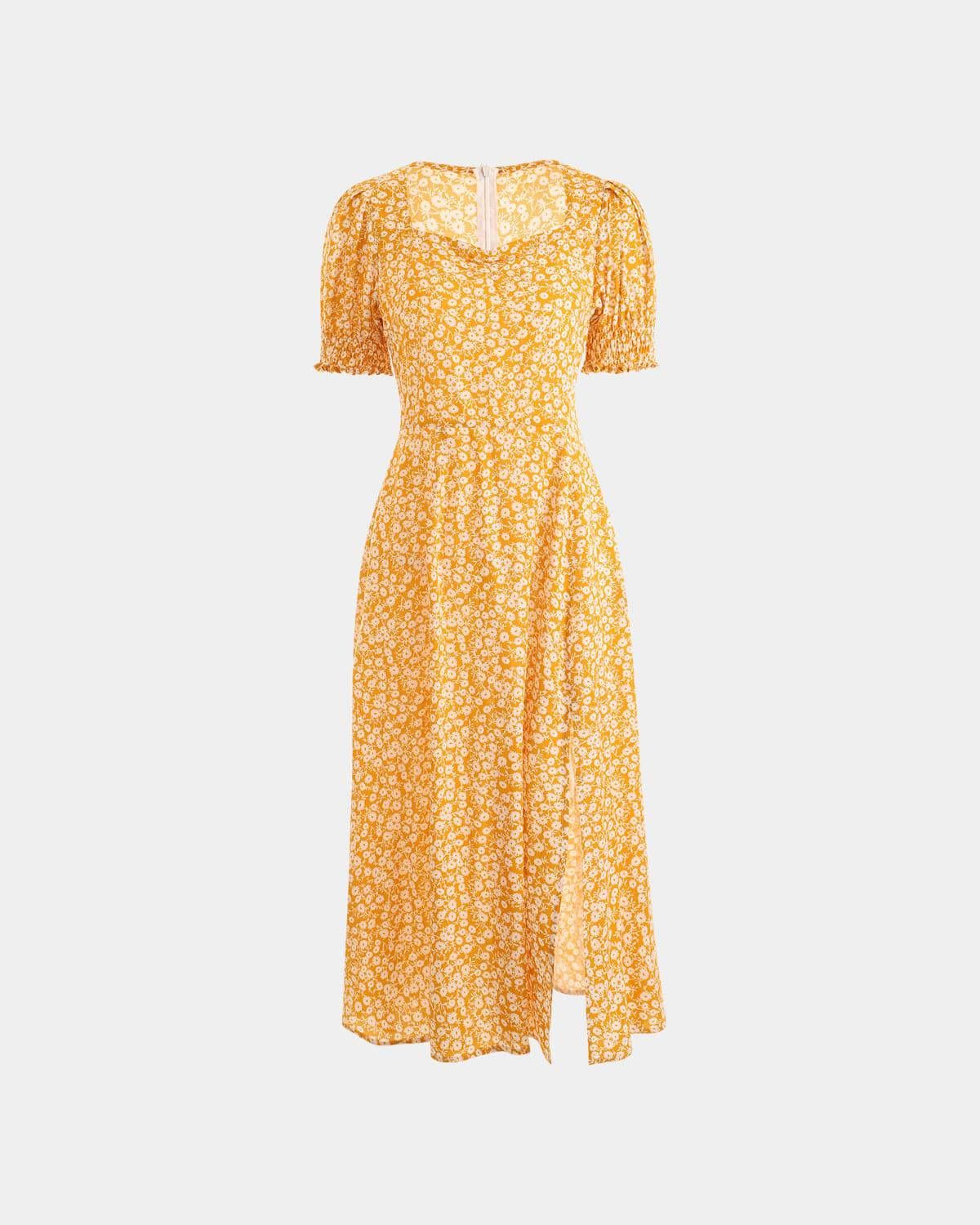 The Short Sleeve Side Slit Floral Dress sold by rihoas product image thumbnail 5