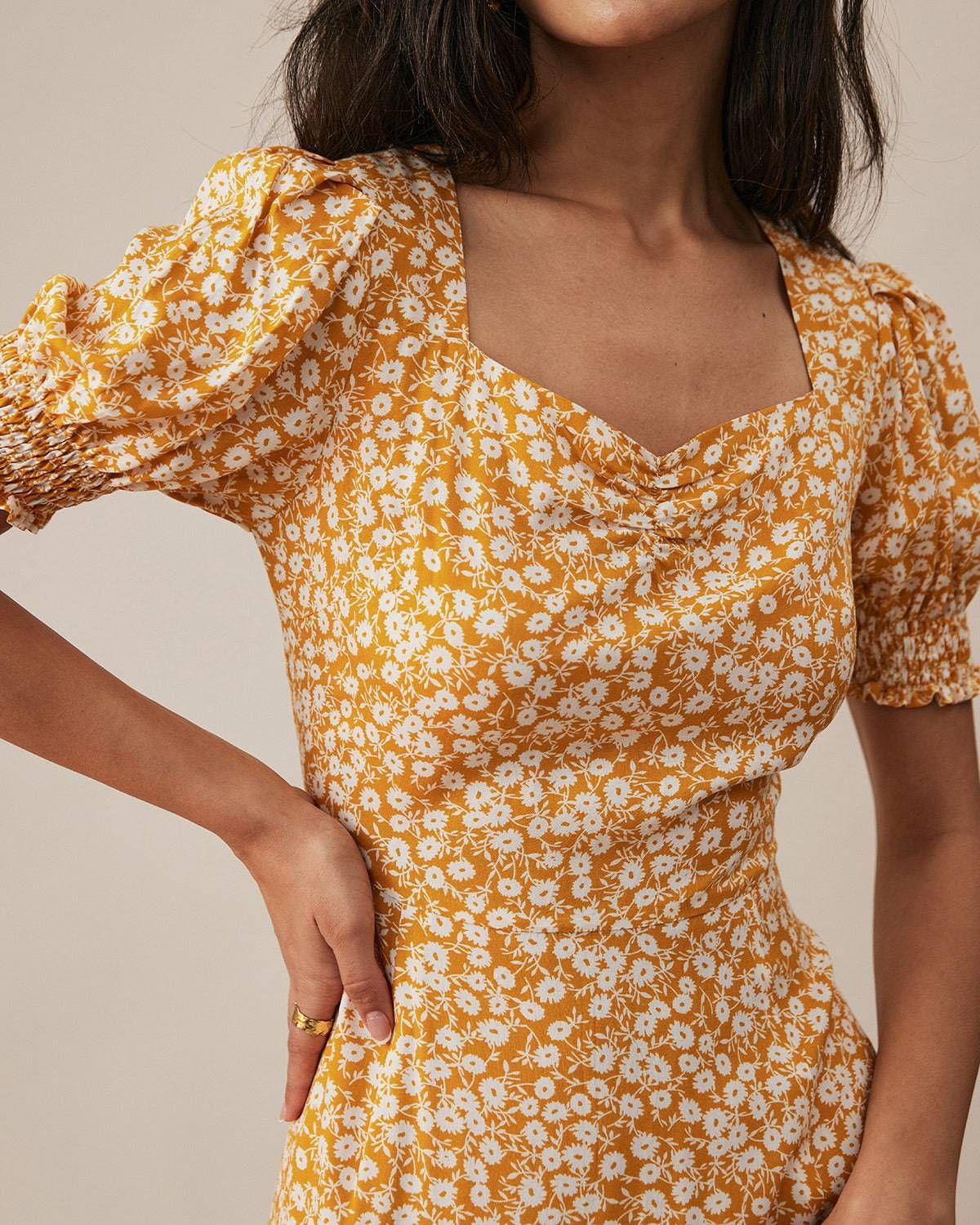 The Short Sleeve Side Slit Floral Dress sold by rihoas product image thumbnail 2