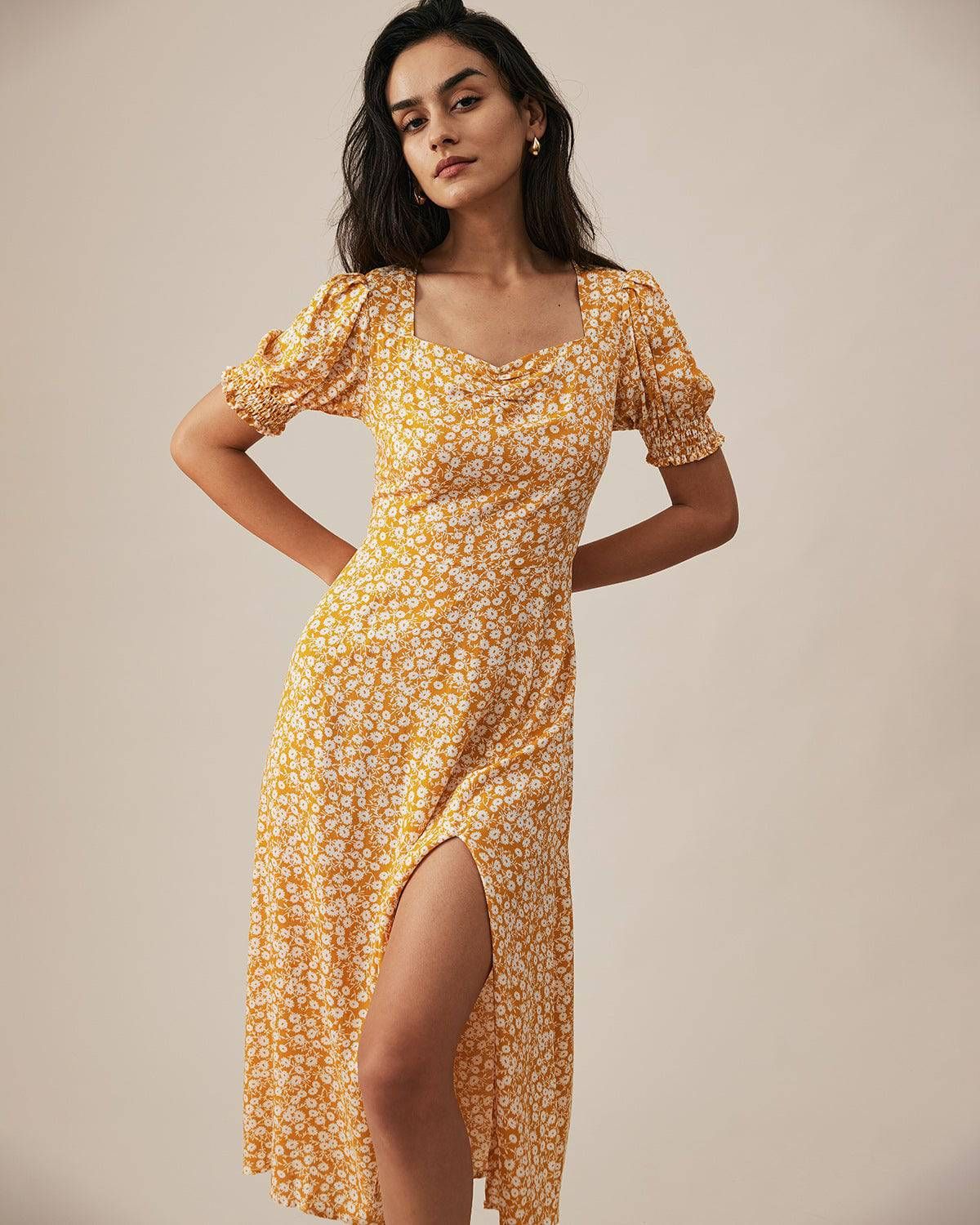 The Short Sleeve Side Slit Floral Dress sold by rihoas product image thumbnail 4