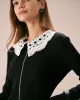 The Black Lace Collar Ribbed Mini Dress sold by rihoas
