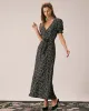 The Black V Neck Floral Puff Sleeve Maxi Dress sold by rihoas