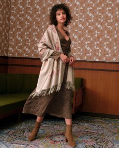 The Geometric Print Long Sleeve Midi Dress sold by rihoas