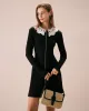 The Black Lace Collar Ribbed Mini Dress sold by rihoas