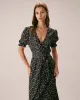 The Black V Neck Floral Puff Sleeve Maxi Dress sold by rihoas