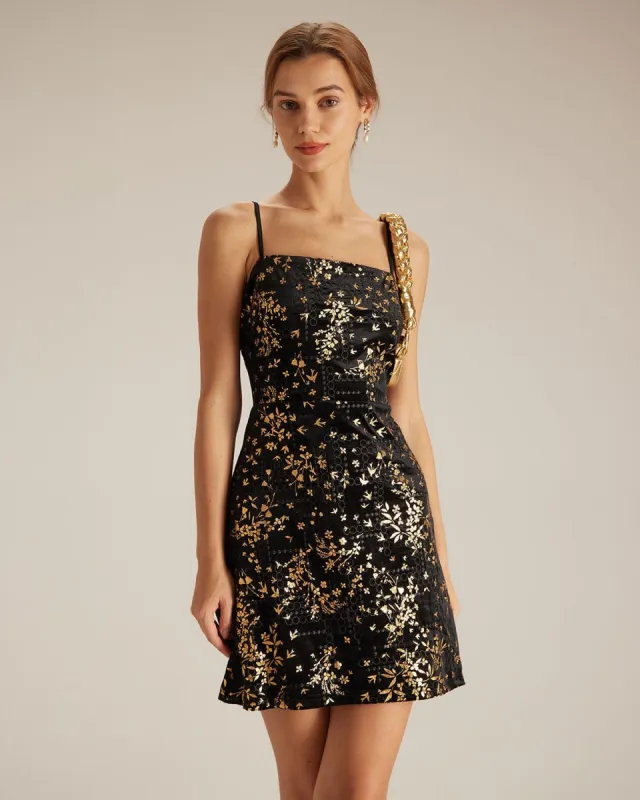 The Black Floral Sheath Velvet Slip Mini Dress made by rihoas