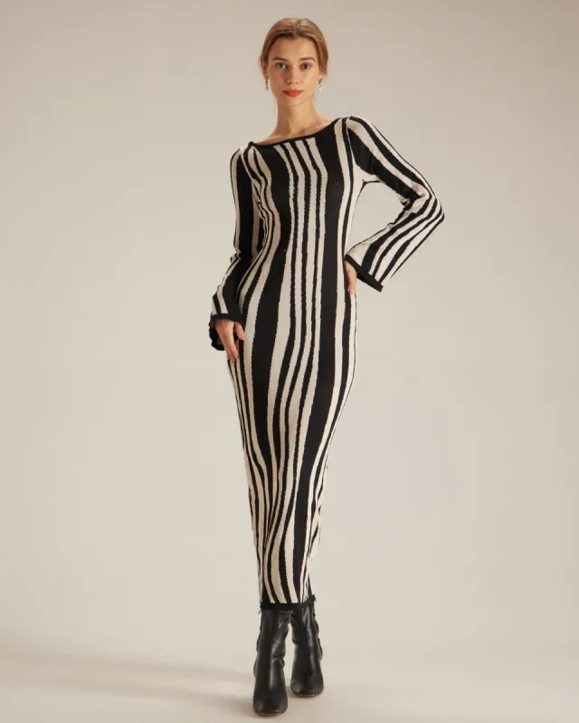 The Black Vertical Striped Bodycon Maxi Dress sold by rihoas