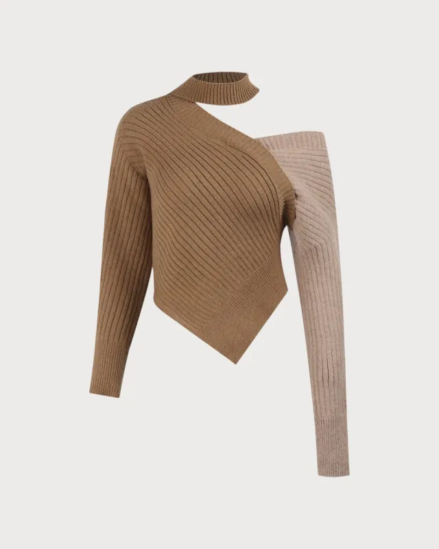 The Khaki Off The Shoulder Sweater Knit Top sold by rihoas