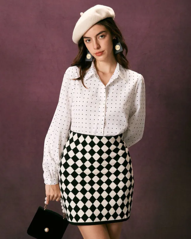 The White Collared Star Print Button Up Shirt sold by rihoas