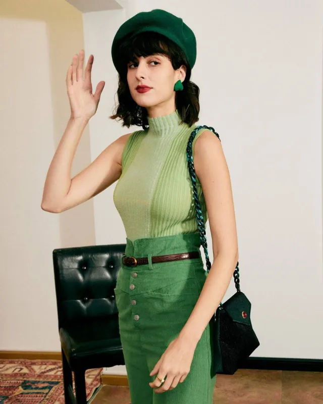 The Ribbed Turtleneck Tank Top sold by rihoas