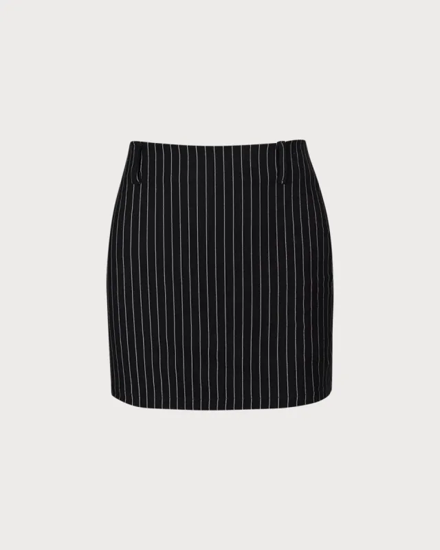 The Black High Waisted Striped Mini Skirt sold by rihoas