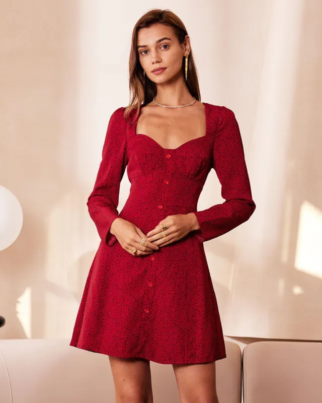 The Red Sweetheart Neck Polka Dot Mini Dress sold by rihoas