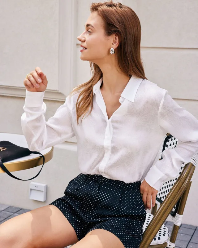 The White Jacquard Drop Shoulder Sheer Shirt sold by rihoas