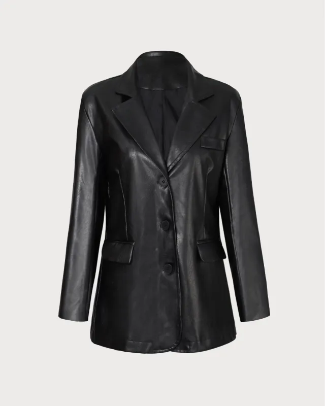 The Black Lapel Pocket Single Breasted Coat sold by rihoas
