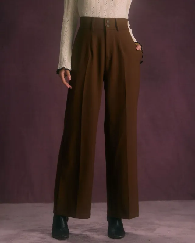 The Coffee Button Slant Pocket Straight Pants sold by rihoas