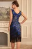 Sparkly Royal Blue Fringed Beaded 1920s Dress with Accessories Set sold by Zapaka