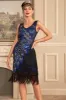 Sparkly Royal Blue Fringed Beaded 1920s Dress with Accessories Set sold by Zapaka