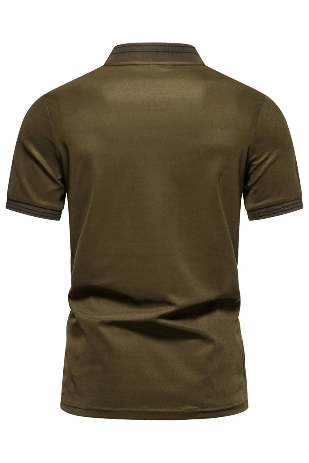 Navy Short Sleeves Zipper Cotton Men's Polo Shirt sold by Zapaka product image thumbnail 5