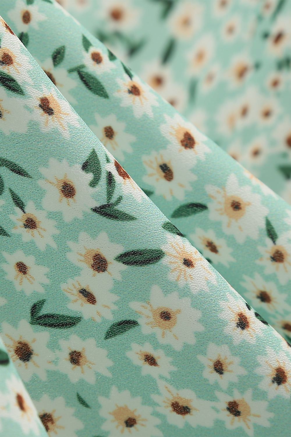 Light Green Floral 1950s Vintage Dress with Sleeves sold by Zapaka product image thumbnail 5