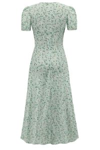 Light Green Floral 1950s Vintage Dress with Sleeves sold by Zapaka